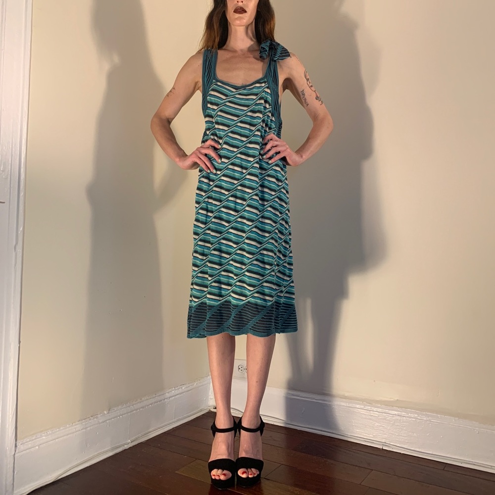 MISSONI blue abstract knit midi dress